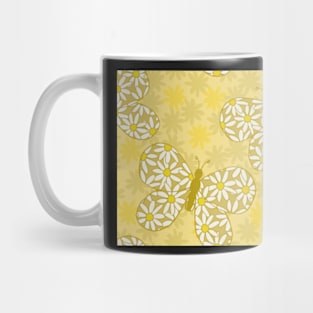 Lemon Yellow Daisy Butterfly Mug